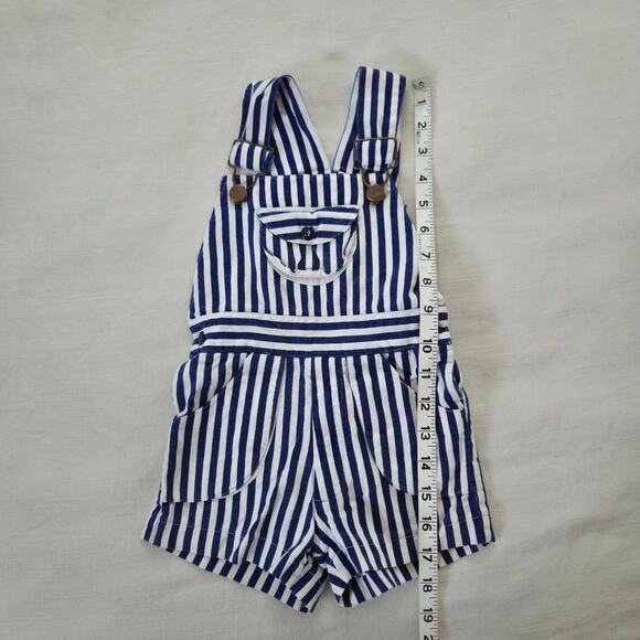 Vintage Navy + White Striped Shortalls 2t/3t - Picture 3 of 5